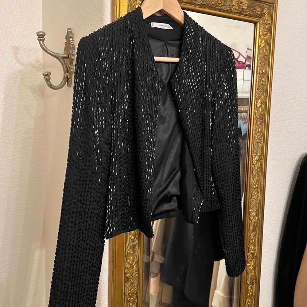 Black Mango sequins blazer suit coat